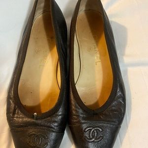 Brown chanel leather flats